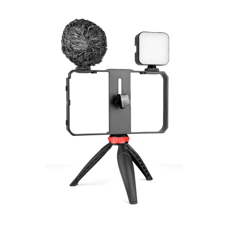 YELANGU PC204 YLG1801D Vlogging Live Broadcast LED Selfie Light Smartphone Video Rig Handle Stabilizer Bracket Kits with Microphone & Tripod