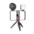 YELANGU PC204 YLG1801D Vlogging Live Broadcast LED Selfie Light Smartphone Video Rig Handle Stabilizer Bracket Kits with Microphone & Tripod