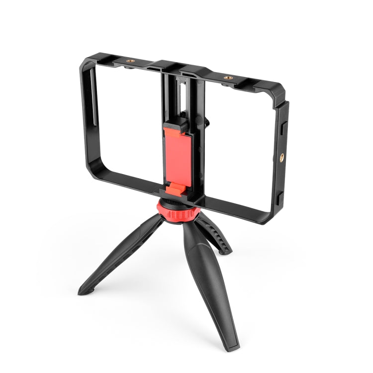 YELANGU PC204 YLG1801D Vlogging Live Broadcast LED Selfie Light Smartphone Video Rig Handle Stabilizer Bracket Kits with Microphone & Tripod