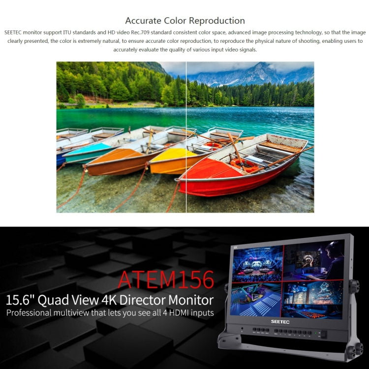 SEETEC ATEM156 1920x1080 15.6 inch IPS Screen HDMI 4K HD Live Broadcast Camera Field Monitor, Support Four Screen Split