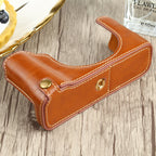 1/4 inch Thread PU Leather Camera Half Case Base for FUJIFILM X100V — Coffee