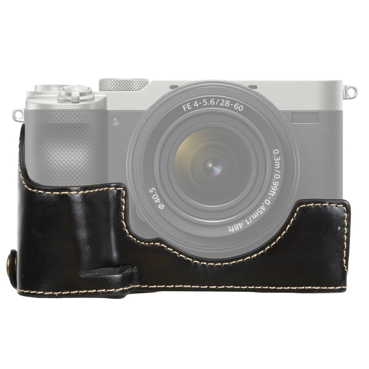 1/4 inch Thread PU Leather Camera Half Case Base for Sony ILCE-7C/A7C