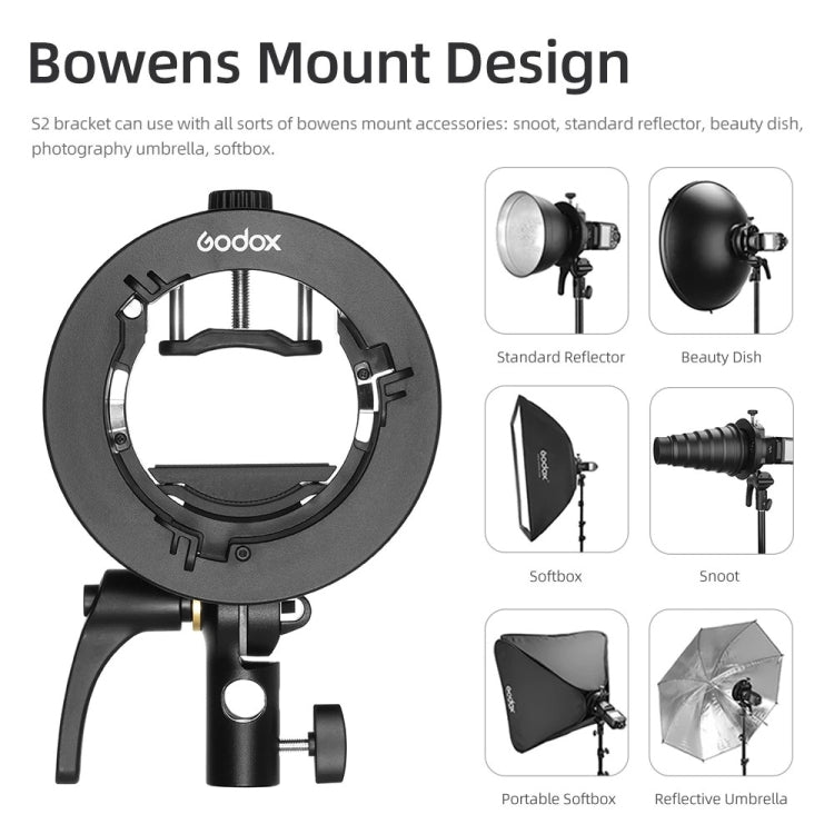 Godox S2 Speedlite S-Type Bracket Bowens Mount Flash S-type Holder Bracket — view 3