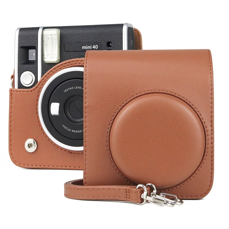 Full Body Camera Retro PU Leather Case Bag with Strap for FUJIFILM instax mini 40 — view 8