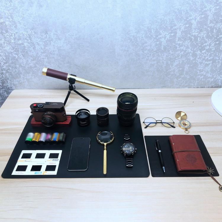 Non-Working Fake Dummy Camera Model for Leica + 3 x Camera Lens Models + Phone Model + Film Shell Models + Copper Compass + Metal Telescope + Metal Magnifier + Notebook + Glasses + Mat Desk Photo Studio Props, 26 in 1