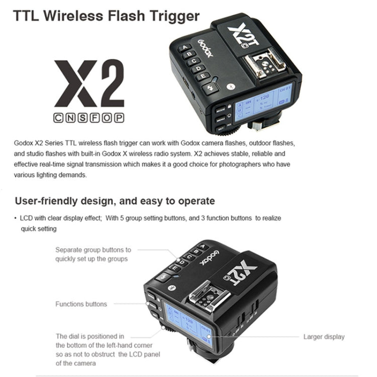 Godox X2T-C E-TTL II Bluetooth Wireless Flash Trigger for Canon