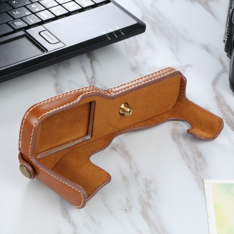 1/4 inch Thread PU Leather Camera Half Case Base for FUJIFILM X-T3/X-T2