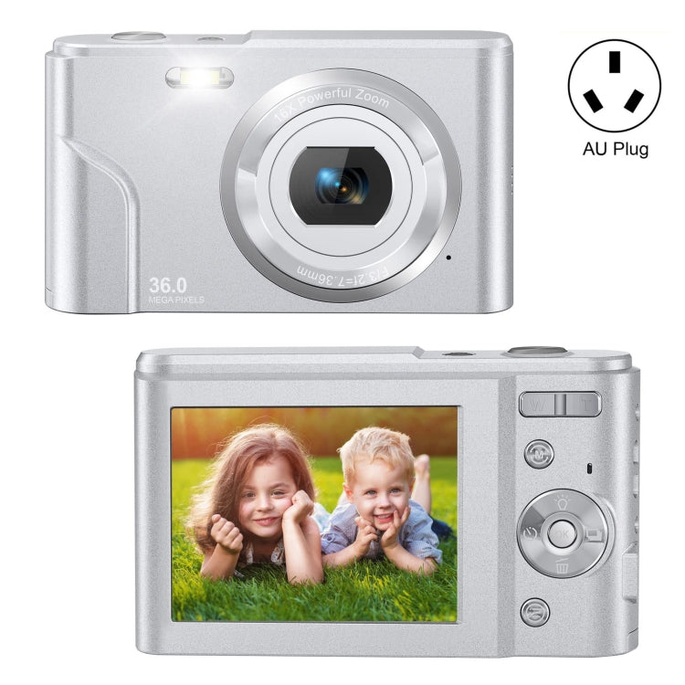 DC311 2.4 inch 36MP 16X Zoom 2.7K Full HD Digital Camera Children Card Camera, AU Plug, DC311, AU Plug — Silver