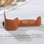 1/4 inch Thread PU Leather Camera Half Case Base for Sony Alpha 6100 / A6100 — Brown
