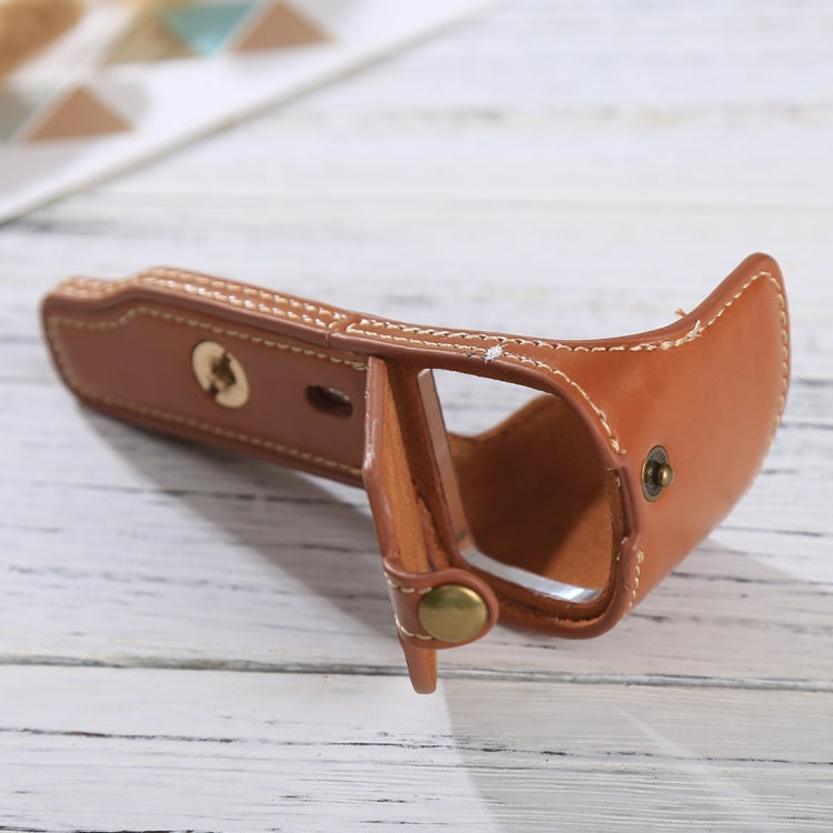 1/4 inch Thread PU Leather Camera Half Case Base for Sony Alpha 6100 / A6100 — Coffee
