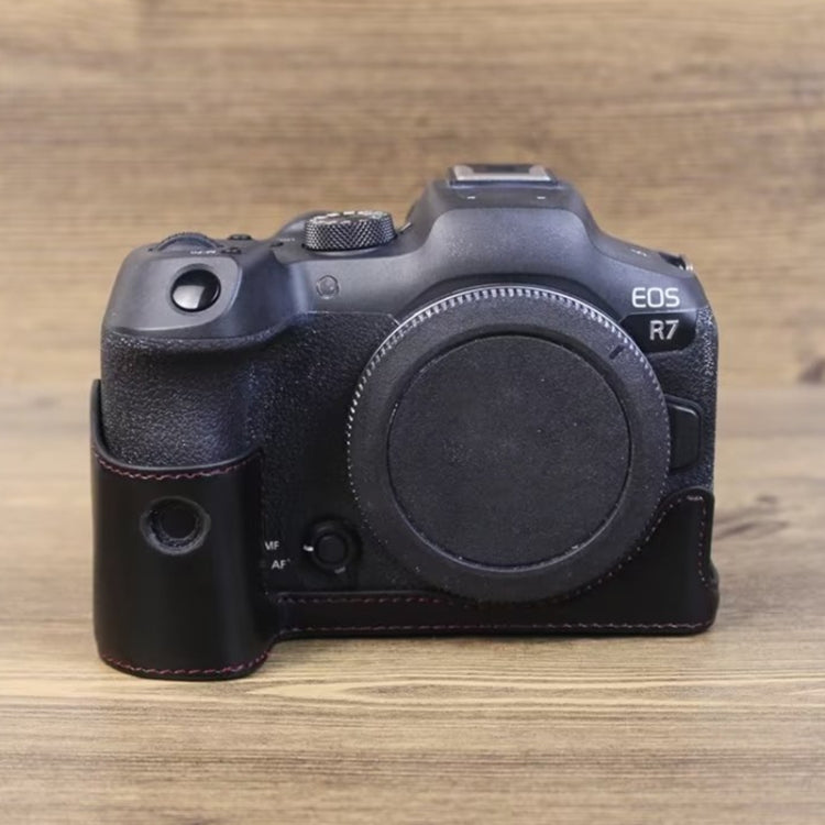 1/4 inch Thread PU Leather Camera Half Case Base, For Canon EOS R7