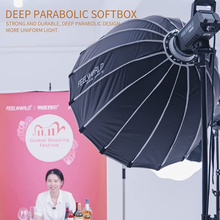 FEELWORLD FSP90 90cm Parabolic Softbox Quick Release Diffuser with Bowens Mount