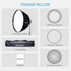 FEELWORLD FSP90 90cm Parabolic Softbox Quick Release Diffuser with Bowens Mount