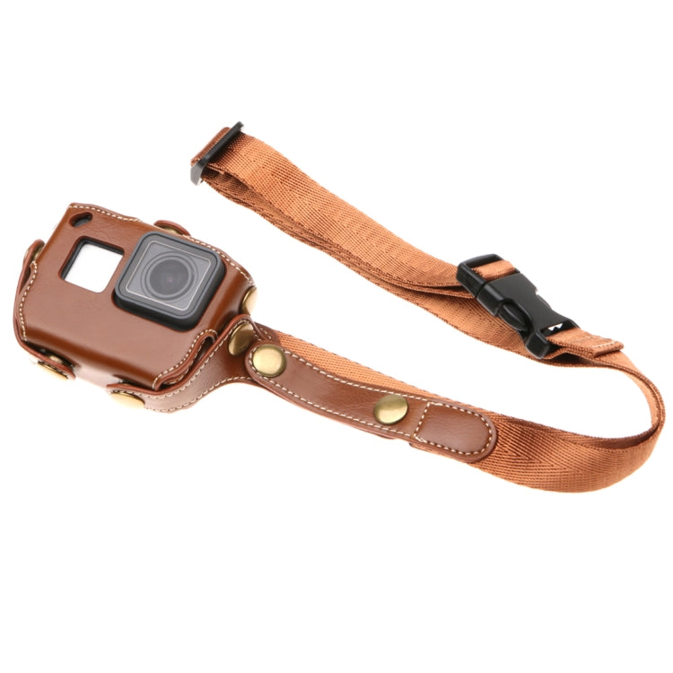 For GoPro HERO7 Black /6 /5 PU Leather Housing Case with Neck Strap & Buttons