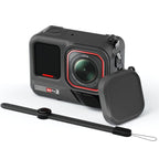 Silicone Protective Case with Wrist Strap & Lens Cover, For Insta360 Ace Pro 2