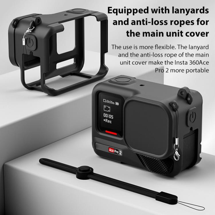 Silicone Protective Case with Wrist Strap & Lens Cover, For Insta360 Ace Pro 2