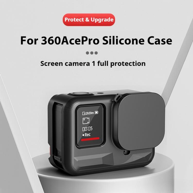 Silicone Protective Case with Wrist Strap & Lens Cover, For Insta360 Ace Pro