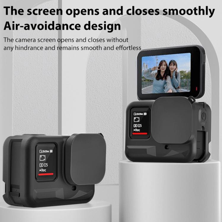 Silicone Protective Case with Wrist Strap & Lens Cover, For Insta360 Ace Pro