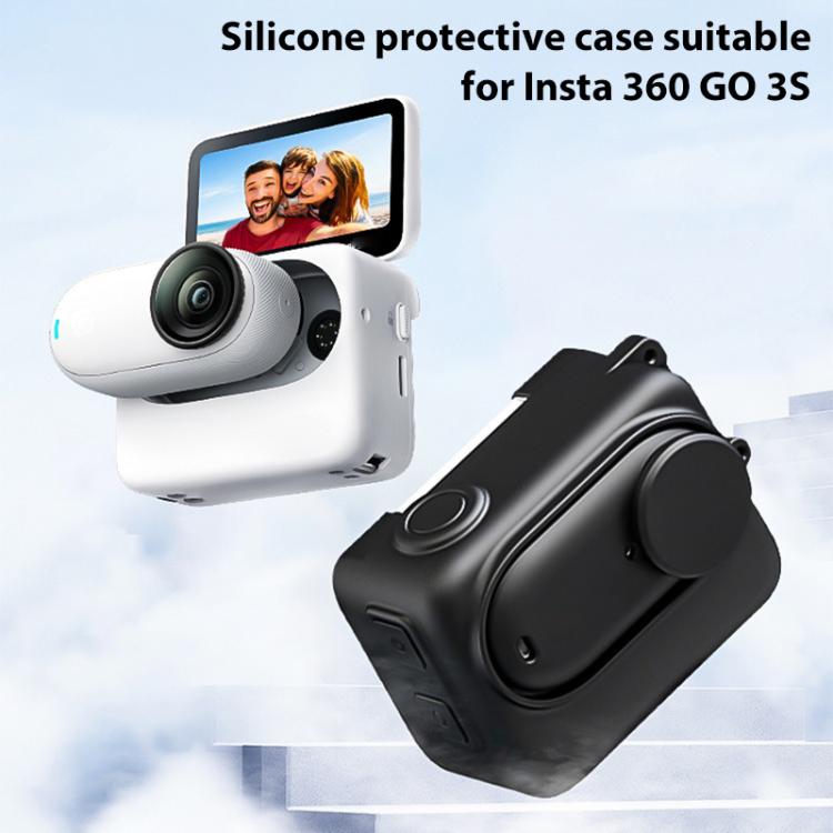 Camera Charging Case Silicone Case with Lens Cap & Strap, For Insta360 GO 3S