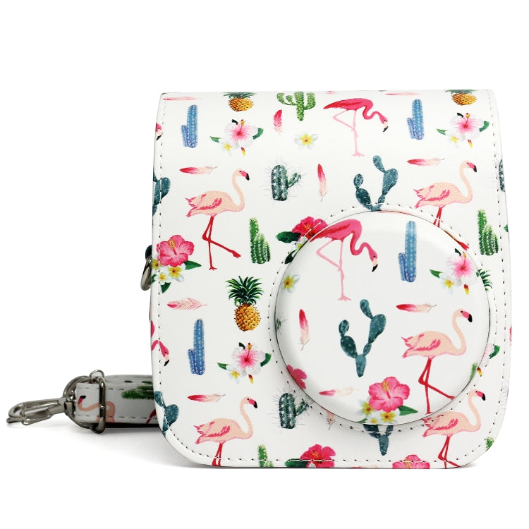 Pattern PU Leather Protective Camera Case Bag For FUJIFILM Instax Mini 7S / 7C Camera, Flamingo Cactus