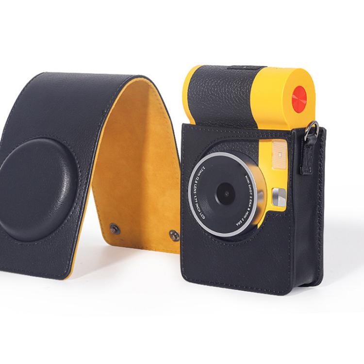Vertical Full Body Camera Vegan Leather Case Bag with Strap For Kodak MiniShot2 Era MS200