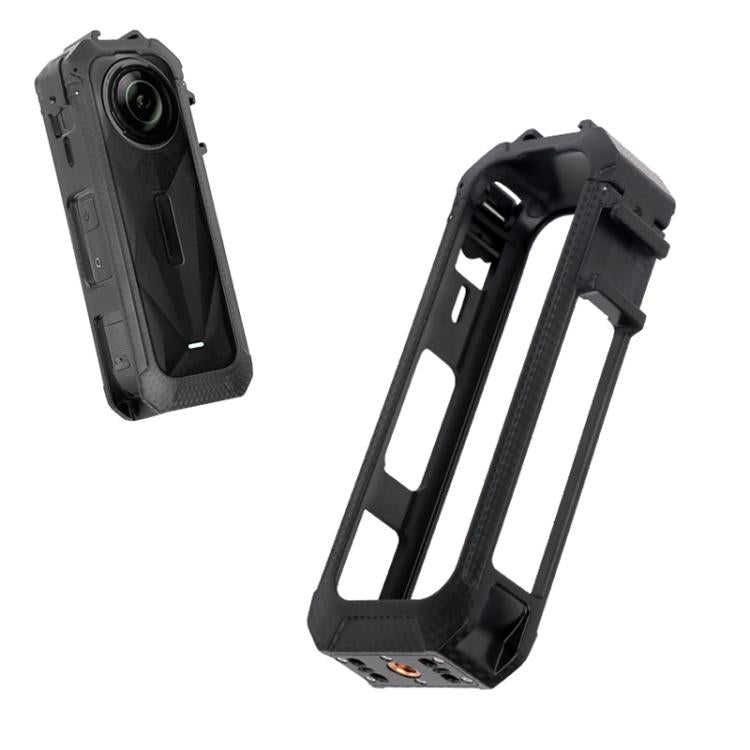 For Insta360 X5 Cold Shoe Carbon Fiber Texture ABS Plastic Protective Frame