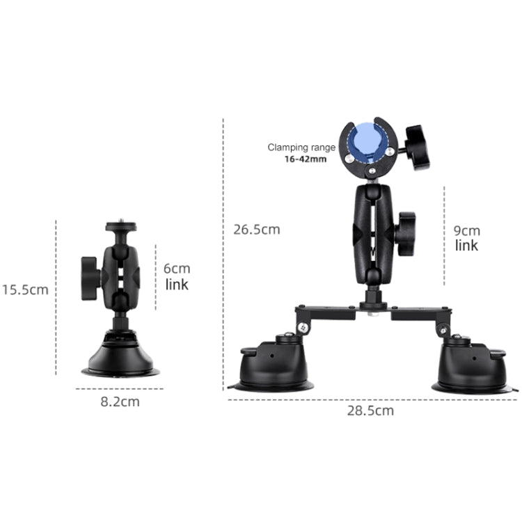 Dual-leg Suction Cup + Single Suction Cup with Selfie Stick Kits