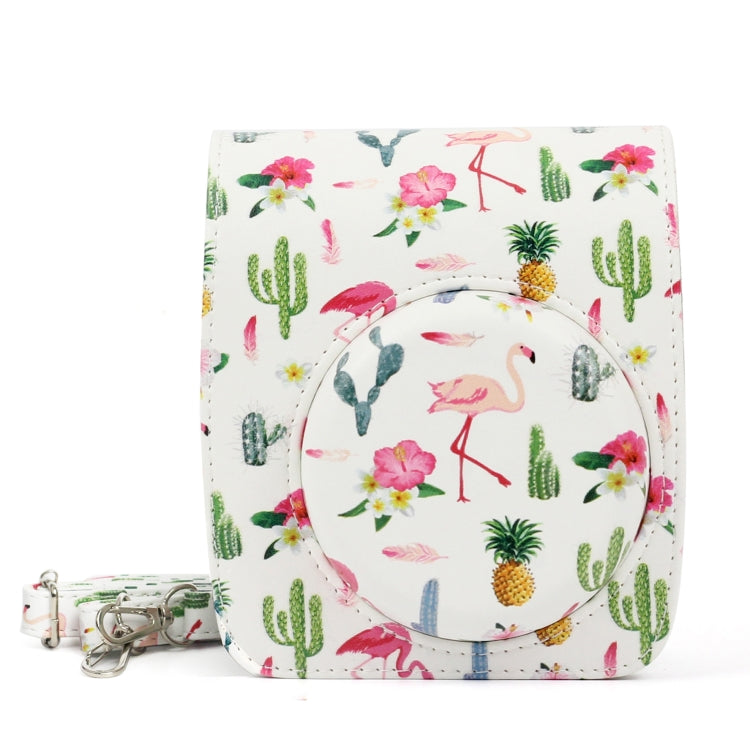 Pattern PU Leather Protective Camera Case Bag For FUJIFILM Instax Mini90 Camera, Flamingo Cactus