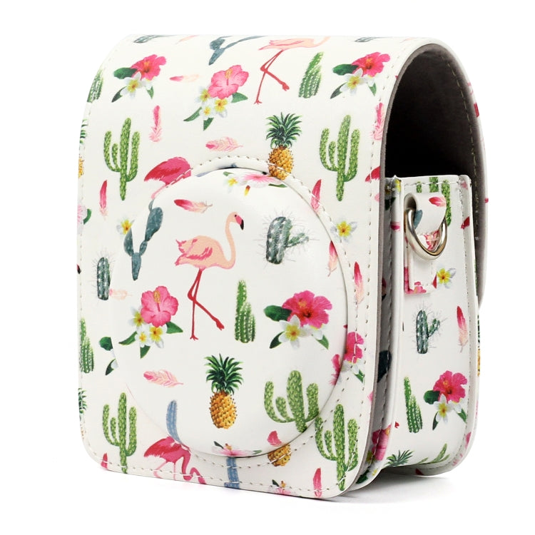 Pattern PU Leather Protective Camera Case Bag For FUJIFILM Instax Mini90 Camera, Flamingo Cactus
