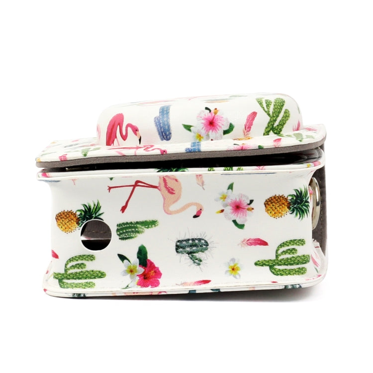 Pattern PU Leather Protective Camera Case Bag For FUJIFILM Instax Mini90 Camera, Flamingo Cactus