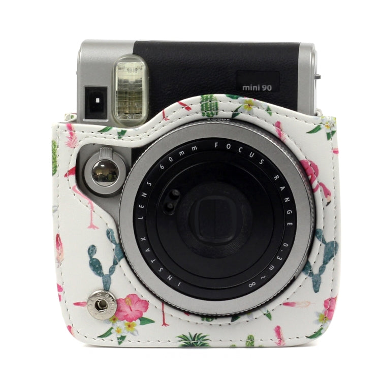 Pattern PU Leather Protective Camera Case Bag For FUJIFILM Instax Mini90 Camera, Flamingo Cactus