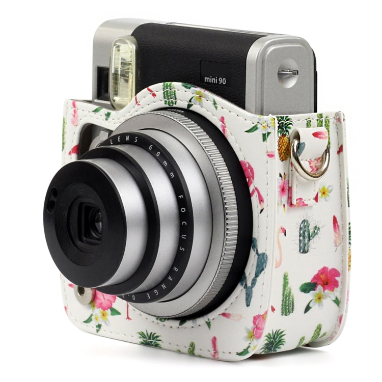 Pattern PU Leather Protective Camera Case Bag For FUJIFILM Instax Mini90 Camera, Flamingo Cactus