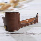 1/4 inch Thread PU Leather Camera Half Case Base for Sony ILCE-5100 / A5100 — Brown