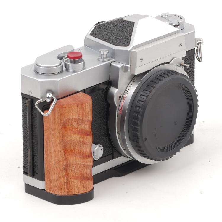 Wooden Hand Grip Arca Quick Release Plate Aluminum Alloy Base for Nikon F / FTn / FT2 / FT3 — Black