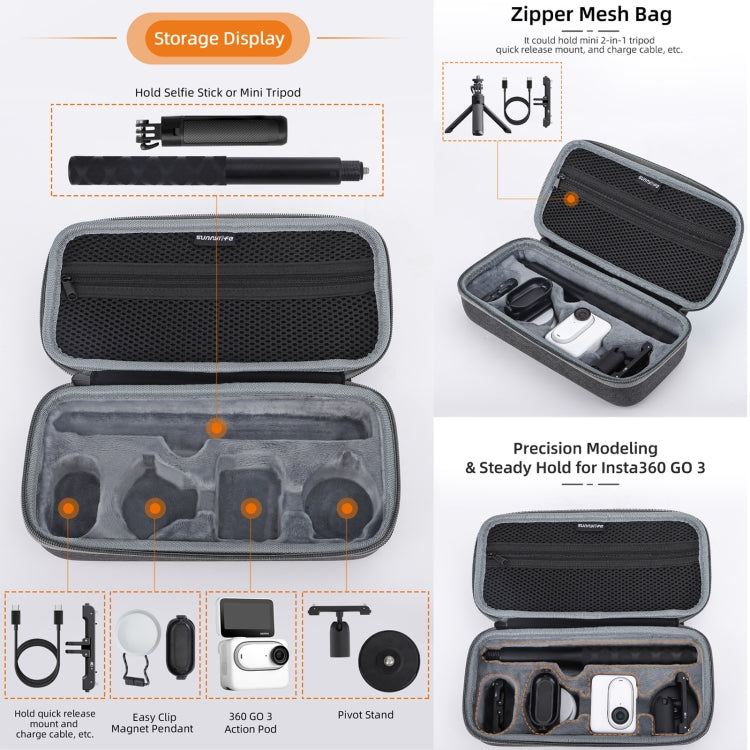 For Insta360 GO 3 Sunnylife Camera Set Storage Bag