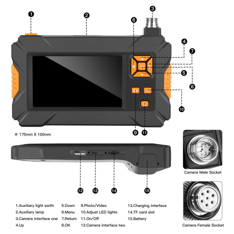 P30 8mm IP67 Waterproof 4.3 inch HD Portable Endoscope Snake Tube Industrial Endoscope, Cable Length: 3m