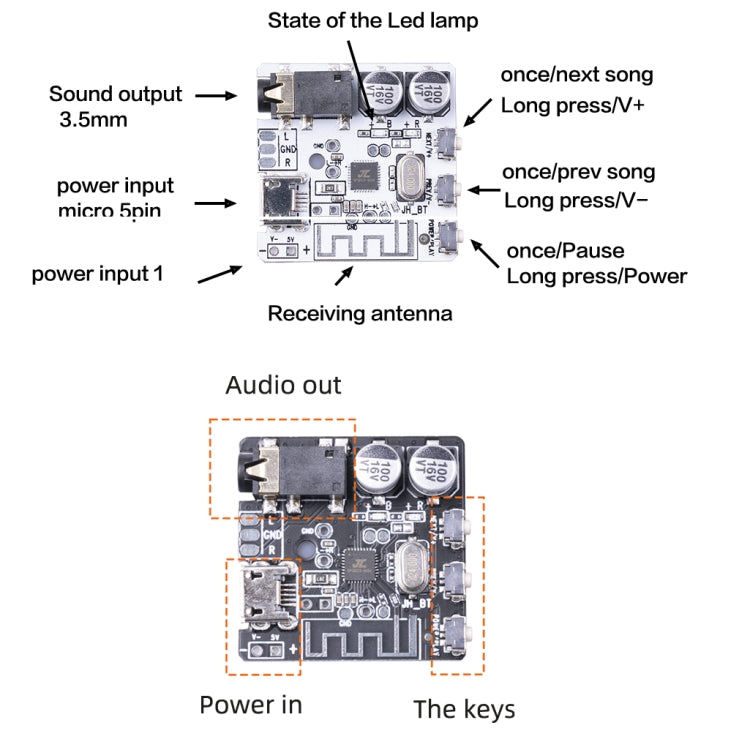 6966 DIY Bluetooth 5.0 Audio Receiver Board Module MP3 Lossless Player Wireless Stereo Music Amplifier Module