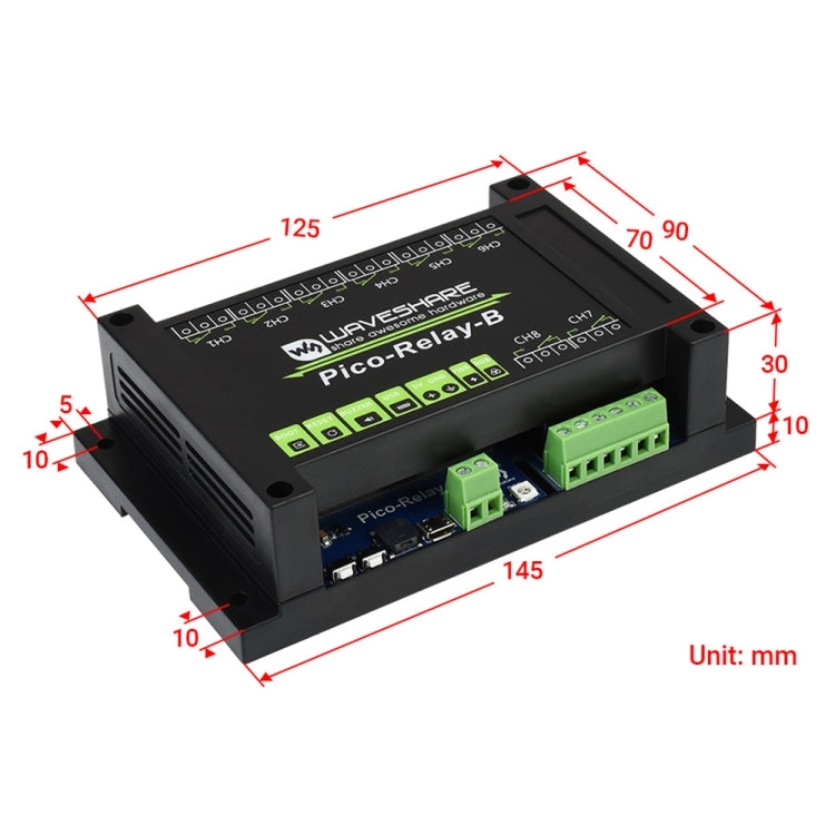 Waveshare Multi Protection 8-Channel Industrial Relay Module for Raspberry Pi Pico