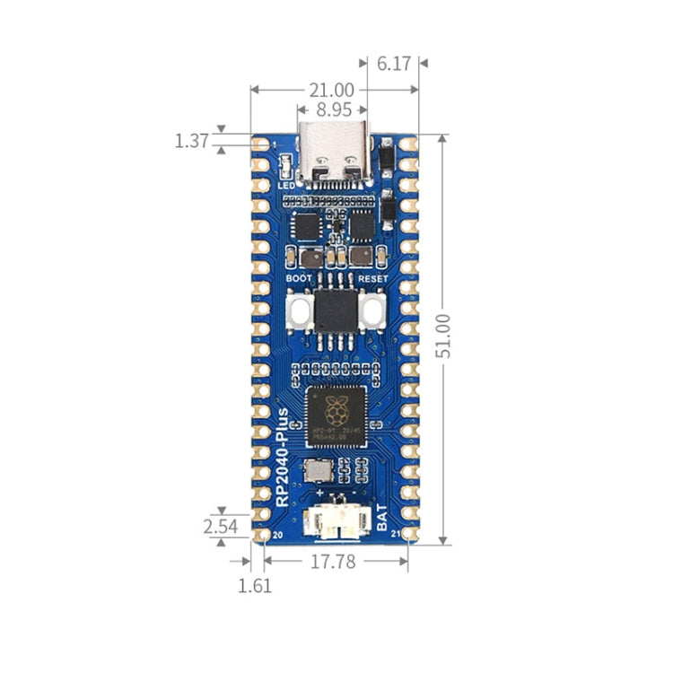 Waveshare RP2040-Plus Pico-like MCU Board Based on Raspberry Pi MCU RP2040, without Pinheader — view 7