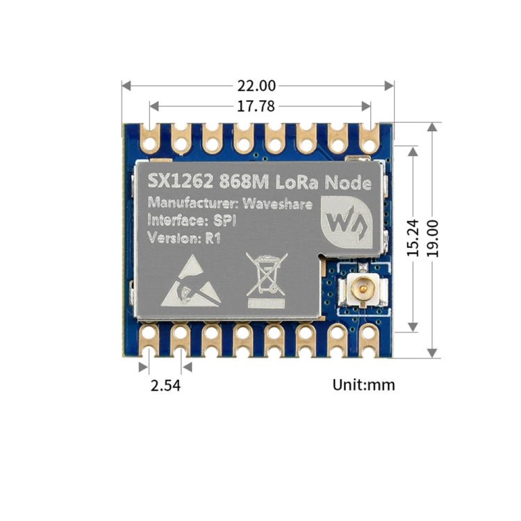 Waveshare Core1262-868M Anti-Interference SX1262 LoRa Module, EU868 Band — view 6