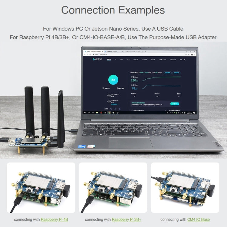 Waveshare RM500U-CN 5G HAT Quad Antennas LTE-A Multi Band Module Board for Raspberry Pi