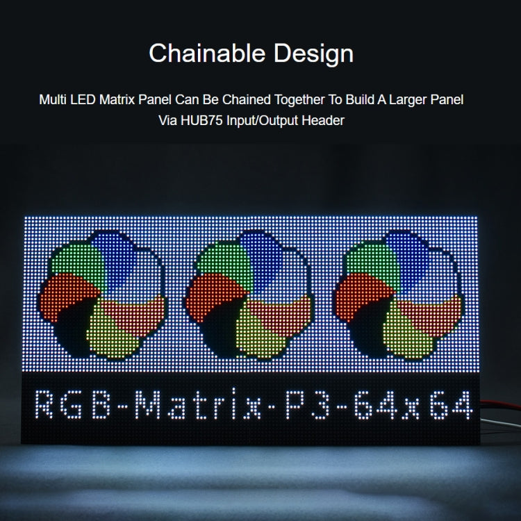 Waveshare RGB Full-Color LED Matrix Panel, 3mm Pitch, 64 x 64 Pixels, Adjustable Brightness