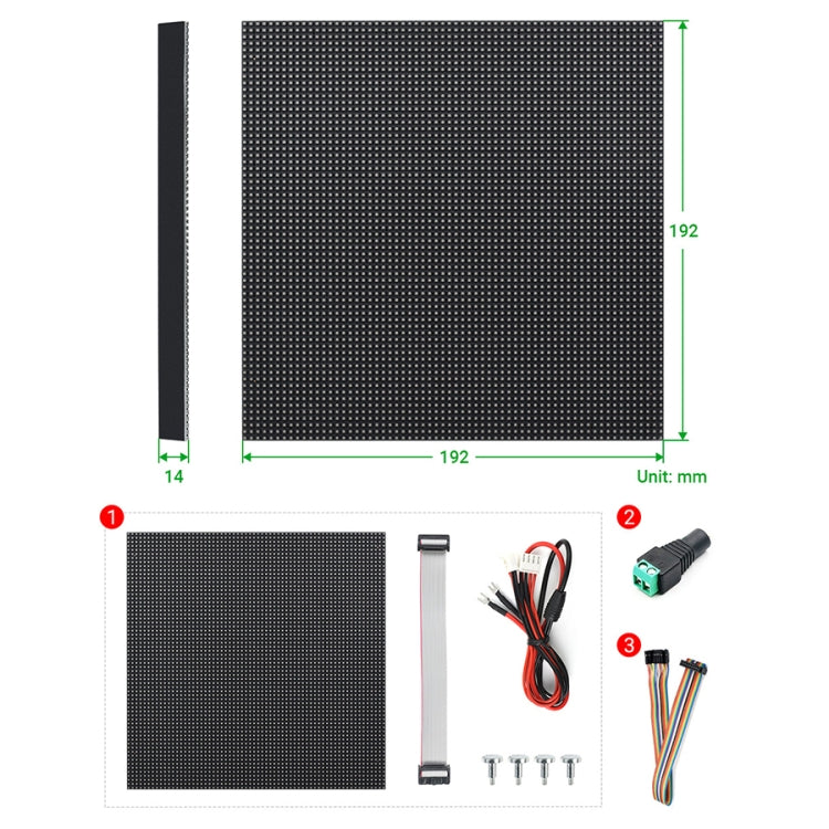 Waveshare RGB Full-Color LED Matrix Panel, 3mm Pitch, 64 x 64 Pixels, Adjustable Brightness