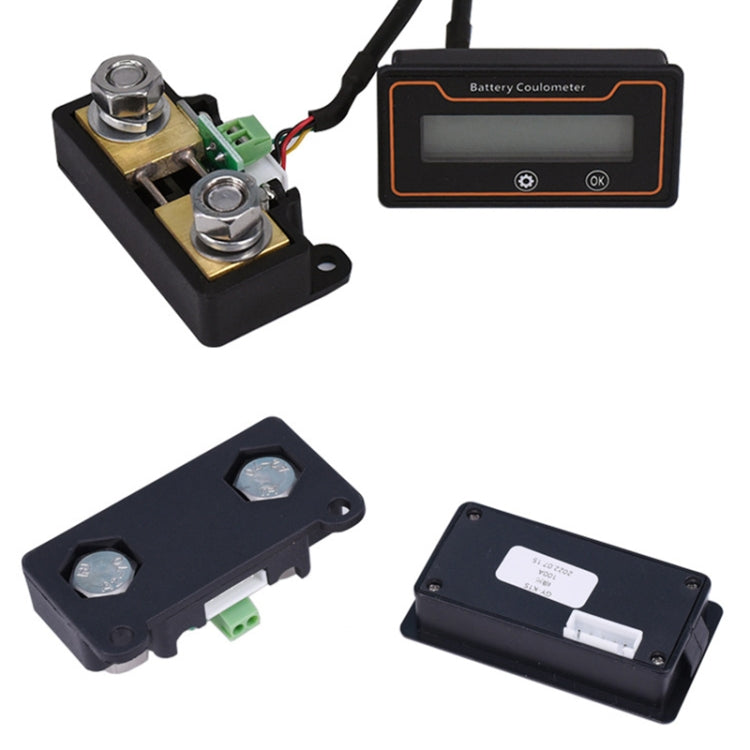 12V 48V Digital Display DC Current Voltmeter Lead-Acid Lithium Battery Charge Meter, 2m 100A