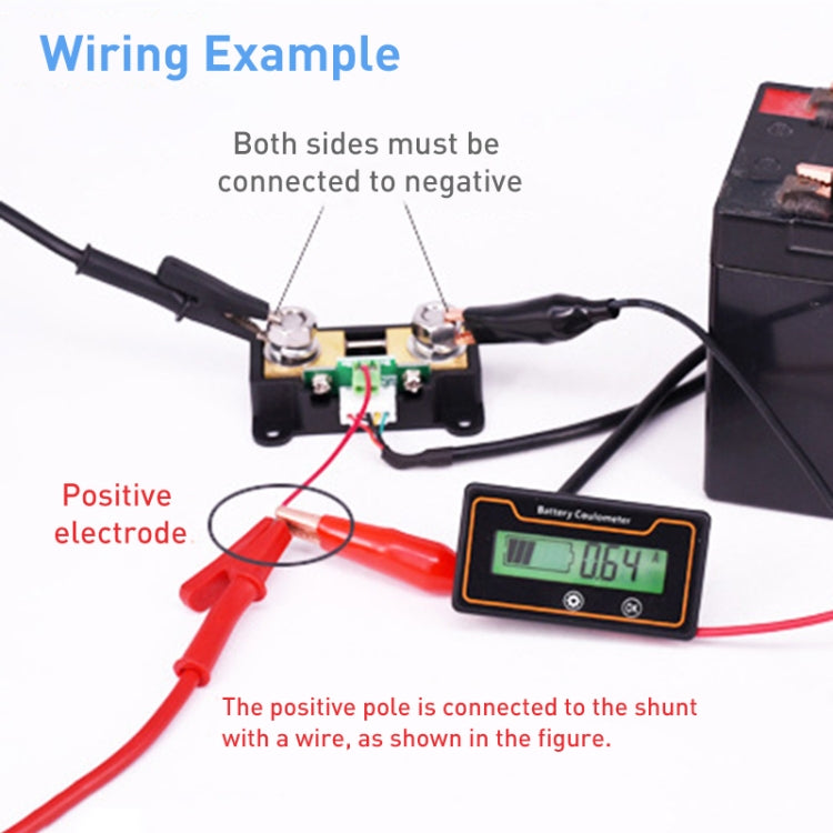 12V 48V Digital Display DC Current Voltmeter Lead-Acid Lithium Battery Charge Meter, 2m 200A