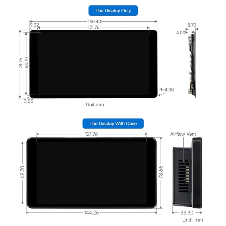 Waveshare 5.5 inch 1440 x 2560 2K Capacitive Touch LCD Display IPS Screen for Raspberry Pi, HDMI Interface
