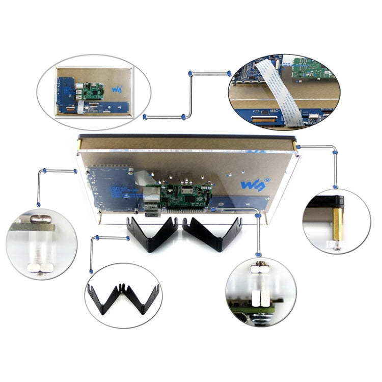 WAVESHARE 10.1inch Resistive Touch Screen LCD, HDMI interface with Case, Supports Multi mini-PCs