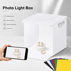 20cm Include 2 LED Panels Folding Portable 1100LM Light Photo Lighting Studio Shooting Tent Box Kit with 6 Colors Backdrops (Black, White, Yellow, Red, Green, Blue), Unfold Size: 24cm x 23cm x 23cm — view 2