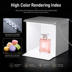 20cm Include 2 LED Panels Folding Portable 1100LM Light Photo Lighting Studio Shooting Tent Box Kit with 6 Colors Backdrops (Black, White, Yellow, Red, Green, Blue), Unfold Size: 24cm x 23cm x 23cm — view 7