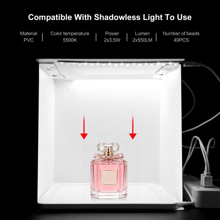 20cm Include 2 LED Panels Folding Portable 1100LM Light Photo Lighting Studio Shooting Tent Box Kit with 6 Colors Backdrops (Black, White, Yellow, Red, Green, Blue), Unfold Size: 24cm x 23cm x 23cm — view 10